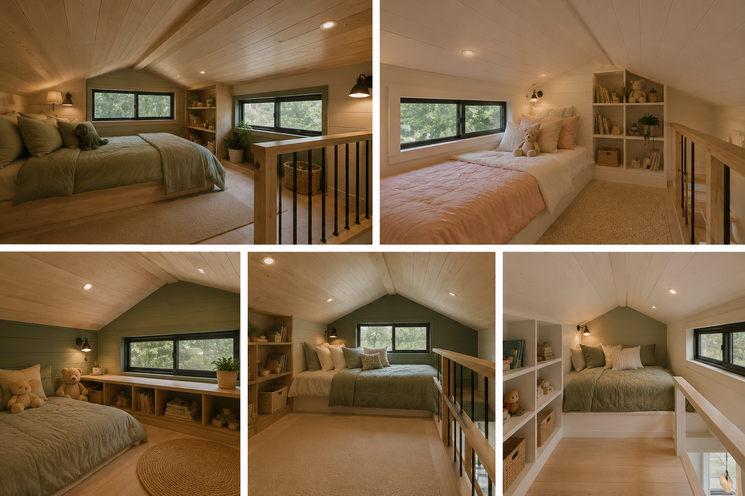 Childrens loft bedroom in a tiny house